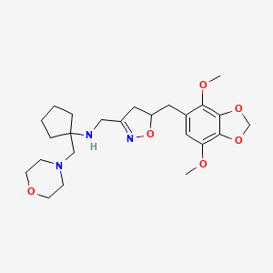 N-({5-[(4,7-dimethoxy-1,3-benzodioxol-5-yl)methyl]-4,5-dihydro-1,2-oxazol-3-yl}methyl)-1-(morpholin-4-ylmethyl)cyclopentanamine