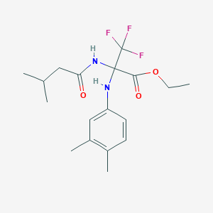 molecular formula C18H25F3N2O3 B15001033 Propanoic acid, 2-[(3,4-dimethylphenyl)amino]-3,3,3-trifluoro-2-[(3-methyl-1-oxobutyl)amino]-, ethyl ester 