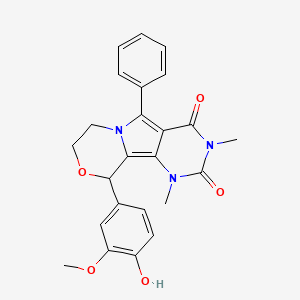 13-(4-hydroxy-3-methoxyphenyl)-3,5-dimethyl-8-phenyl-12-oxa-3,5,9-triazatricyclo[7.4.0.02,7]trideca-1,7-diene-4,6-dione