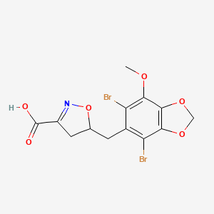 molecular formula C13H11Br2NO6 B15001105 5-[(4,6-Dibromo-7-methoxy-1,3-benzodioxol-5-yl)methyl]-4,5-dihydro-1,2-oxazole-3-carboxylic acid 