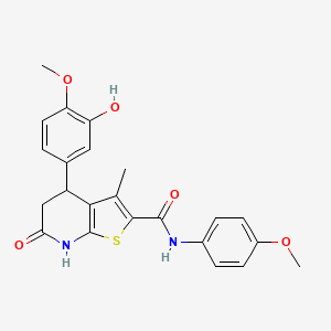 molecular formula C23H22N2O5S B15001147 4-(3-hydroxy-4-methoxyphenyl)-N-(4-methoxyphenyl)-3-methyl-6-oxo-4,5,6,7-tetrahydrothieno[2,3-b]pyridine-2-carboxamide 