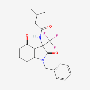 N-[1-benzyl-2,4-dioxo-3-(trifluoromethyl)-2,3,4,5,6,7-hexahydro-1H-indol-3-yl]-3-methylbutanamide