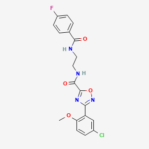 molecular formula C19H16ClFN4O4 B15001169 3-(5-chloro-2-methoxyphenyl)-N-(2-{[(4-fluorophenyl)carbonyl]amino}ethyl)-1,2,4-oxadiazole-5-carboxamide 