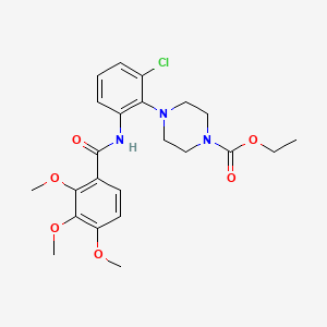 molecular formula C23H28ClN3O6 B15001189 Ethyl 4-(2-chloro-6-{[(2,3,4-trimethoxyphenyl)carbonyl]amino}phenyl)piperazine-1-carboxylate 