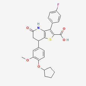 7-[4-(Cyclopentyloxy)-3-methoxyphenyl]-3-(4-fluorophenyl)-5-oxo-4,5,6,7-tetrahydrothieno[3,2-b]pyridine-2-carboxylic acid