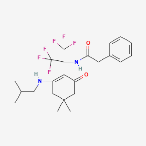 N-(2-{4,4-dimethyl-2-[(2-methylpropyl)amino]-6-oxocyclohex-1-en-1-yl}-1,1,1,3,3,3-hexafluoropropan-2-yl)-2-phenylacetamide