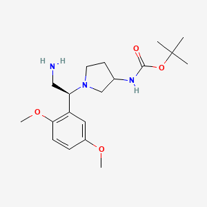 molecular formula C19H31N3O4 B1500128 tert-Butyl (1-((S)-2-amino-1-(2,5-dimethoxyphenyl)ethyl)pyrrolidin-3-yl)carbamate 