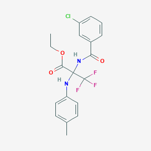 Ethyl 2-[(3-chlorophenyl)formamido]-3,3,3-trifluoro-2-[(4-methylphenyl)amino]propanoate