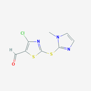 molecular formula C8H6ClN3OS2 B1500132 4-chloro-2-(1-methyl-1H-imidazol-2-ylthio)thiazole-5-carbaldehyde CAS No. 914348-72-4