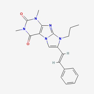 1,3-dimethyl-7-[(E)-2-phenylethenyl]-8-propyl-1H-imidazo[2,1-f]purine-2,4(3H,8H)-dione