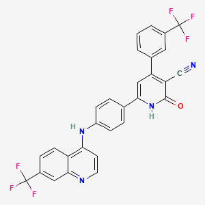 2-Oxo-4-[3-(trifluoromethyl)phenyl]-6-(4-{[7-(trifluoromethyl)quinolin-4-yl]amino}phenyl)-1,2-dihydropyridine-3-carbonitrile