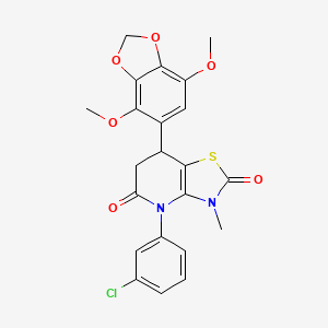 molecular formula C22H19ClN2O6S B15001363 4-(3-chlorophenyl)-7-(4,7-dimethoxy-1,3-benzodioxol-5-yl)-3-methyl-6,7-dihydro[1,3]thiazolo[4,5-b]pyridine-2,5(3H,4H)-dione 