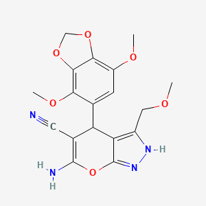 6-Amino-4-(4,7-dimethoxy-1,3-benzodioxol-5-yl)-3-(methoxymethyl)-2,4-dihydropyrano[2,3-c]pyrazole-5-carbonitrile