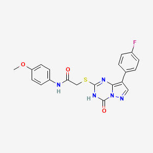 2-{[8-(4-fluorophenyl)-4-oxo-3,4-dihydropyrazolo[1,5-a][1,3,5]triazin-2-yl]sulfanyl}-N-(4-methoxyphenyl)acetamide