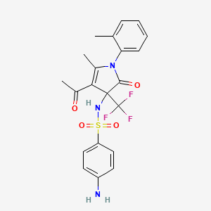 molecular formula C21H20F3N3O4S B15001502 N-[4-acetyl-5-methyl-1-(2-methylphenyl)-2-oxo-3-(trifluoromethyl)-2,3-dihydro-1H-pyrrol-3-yl]-4-aminobenzenesulfonamide 