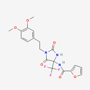 molecular formula C19H18F3N3O6 B15001517 N-{1-[2-(3,4-dimethoxyphenyl)ethyl]-2,5-dioxo-4-(trifluoromethyl)imidazolidin-4-yl}furan-2-carboxamide 