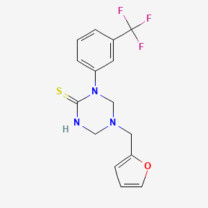 molecular formula C15H14F3N3OS B15001540 1,3,5-Triazine-2(1H)-thione, 5-(2-furanylmethyl)tetrahydro-1-[3-(trifluoromethyl)phenyl]- 