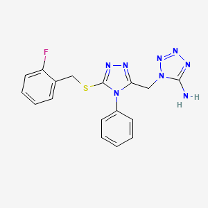 molecular formula C17H15FN8S B15001591 1-({5-[(2-fluorobenzyl)sulfanyl]-4-phenyl-4H-1,2,4-triazol-3-yl}methyl)-1H-tetrazol-5-amine 