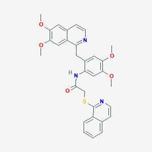 N-{2-[(6,7-dimethoxyisoquinolin-1-yl)methyl]-4,5-dimethoxyphenyl}-2-(isoquinolin-1-ylsulfanyl)acetamide