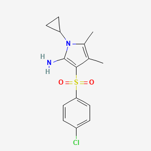 molecular formula C15H17ClN2O2S B15001626 3-[(4-chlorophenyl)sulfonyl]-1-cyclopropyl-4,5-dimethyl-1H-pyrrol-2-amine 