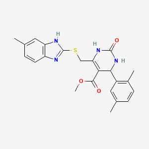 molecular formula C23H24N4O3S B15001669 methyl 4-(2,5-dimethylphenyl)-6-{[(5-methyl-1H-benzimidazol-2-yl)sulfanyl]methyl}-2-oxo-1,2,3,4-tetrahydropyrimidine-5-carboxylate 