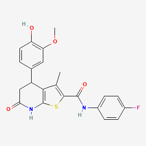 N-(4-fluorophenyl)-4-(4-hydroxy-3-methoxyphenyl)-3-methyl-6-oxo-4,5,6,7-tetrahydrothieno[2,3-b]pyridine-2-carboxamide