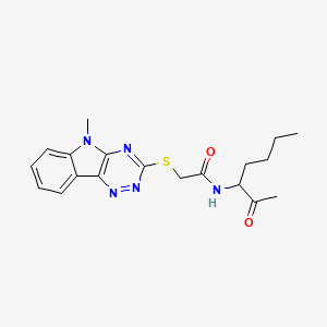 molecular formula C19H23N5O2S B15001708 2-({5-Methyl-5H-[1,2,4]triazino[5,6-B]indol-3-YL}sulfanyl)-N-(2-oxoheptan-3-YL)acetamide 