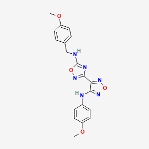 molecular formula C19H18N6O4 B15001723 N-(4-methoxybenzyl)-3-{4-[(4-methoxyphenyl)amino]-1,2,5-oxadiazol-3-yl}-1,2,4-oxadiazol-5-amine 