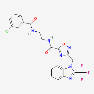 N-(2-{[(3-chlorophenyl)carbonyl]amino}ethyl)-3-{[2-(trifluoromethyl)-1H-benzimidazol-1-yl]methyl}-1,2,4-oxadiazole-5-carboxamide