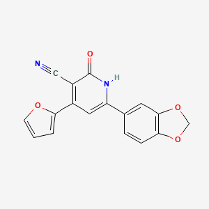 molecular formula C17H10N2O4 B15001773 6-(2H-1,3-Benzodioxol-5-yl)-4-(furan-2-yl)-2-oxo-1H-pyridine-3-carbonitrile 