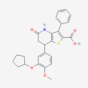 molecular formula C26H25NO5S B15001938 7-[3-(Cyclopentyloxy)-4-methoxyphenyl]-5-oxo-3-phenyl-4,5,6,7-tetrahydrothieno[3,2-b]pyridine-2-carboxylic acid 