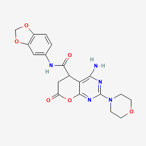 4-amino-N-(1,3-benzodioxol-5-yl)-2-(morpholin-4-yl)-7-oxo-6,7-dihydro-5H-pyrano[2,3-d]pyrimidine-5-carboxamide