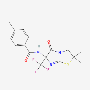 molecular formula C16H16F3N3O2S B15001966 N-[2,2-dimethyl-5-oxo-6-(trifluoromethyl)-2,3,5,6-tetrahydroimidazo[2,1-b][1,3]thiazol-6-yl]-4-methylbenzamide 