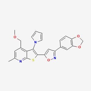 molecular formula C24H19N3O4S B15002085 2-[3-(1,3-benzodioxol-5-yl)-1,2-oxazol-5-yl]-4-(methoxymethyl)-6-methyl-3-(1H-pyrrol-1-yl)thieno[2,3-b]pyridine 