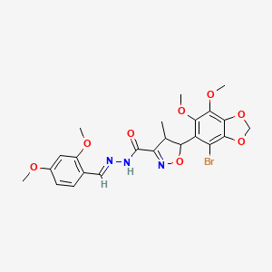 molecular formula C23H24BrN3O8 B15002105 5-(4-bromo-6,7-dimethoxy-1,3-benzodioxol-5-yl)-N'-[(E)-(2,4-dimethoxyphenyl)methylidene]-4-methyl-4,5-dihydro-1,2-oxazole-3-carbohydrazide 