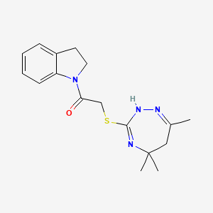 1-(2,3-dihydro-1H-indol-1-yl)-2-[(5,5,7-trimethyl-5,6-dihydro-2H-1,2,4-triazepin-3-yl)sulfanyl]ethanone