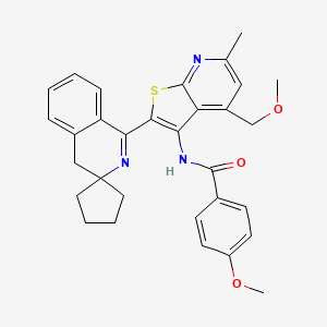 4-Methoxy-N-[4-(methoxymethyl)-6-methyl-2-{4'H-spiro[cyclopentane-1,3'-isoquinolin]-1'-YL}thieno[2,3-B]pyridin-3-YL]benzamide