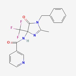 molecular formula C18H15F3N4O2 B15002133 N-[1-benzyl-2-methyl-5-oxo-4-(trifluoromethyl)-4,5-dihydro-1H-imidazol-4-yl]nicotinamide 