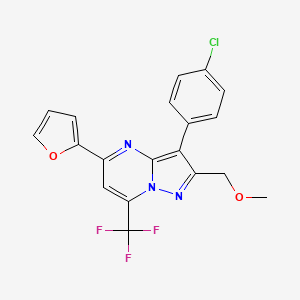 molecular formula C19H13ClF3N3O2 B15002191 3-(4-Chlorophenyl)-5-(furan-2-yl)-2-(methoxymethyl)-7-(trifluoromethyl)pyrazolo[1,5-a]pyrimidine 