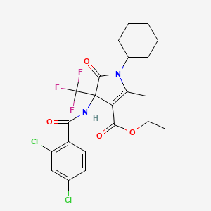 ethyl 1-cyclohexyl-4-{[(2,4-dichlorophenyl)carbonyl]amino}-2-methyl-5-oxo-4-(trifluoromethyl)-4,5-dihydro-1H-pyrrole-3-carboxylate