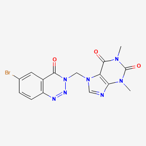 molecular formula C15H12BrN7O3 B15002205 7-[(6-bromo-4-oxo-1,2,3-benzotriazin-3(4H)-yl)methyl]-1,3-dimethyl-3,7-dihydro-1H-purine-2,6-dione 