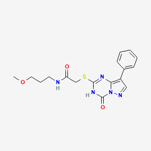 molecular formula C17H19N5O3S B15002276 N-(3-methoxypropyl)-2-[(4-oxo-8-phenyl-3,4-dihydropyrazolo[1,5-a][1,3,5]triazin-2-yl)sulfanyl]acetamide 