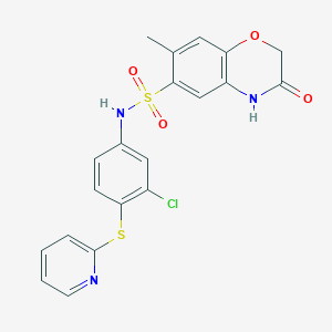 molecular formula C20H16ClN3O4S2 B15002297 N-[3-chloro-4-(pyridin-2-ylsulfanyl)phenyl]-7-methyl-3-oxo-3,4-dihydro-2H-1,4-benzoxazine-6-sulfonamide 