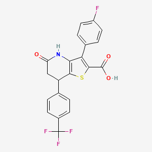 molecular formula C21H13F4NO3S B15002314 3-(4-Fluorophenyl)-5-oxo-7-[4-(trifluoromethyl)phenyl]-4,5,6,7-tetrahydrothieno[3,2-b]pyridine-2-carboxylic acid 