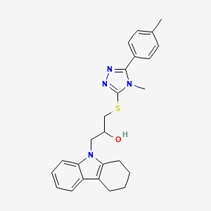 molecular formula C25H28N4OS B15002351 1-{[4-methyl-5-(4-methylphenyl)-4H-1,2,4-triazol-3-yl]sulfanyl}-3-(1,2,3,4-tetrahydro-9H-carbazol-9-yl)propan-2-ol 