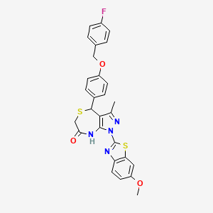 4-{4-[(4-fluorobenzyl)oxy]phenyl}-1-(6-methoxy-1,3-benzothiazol-2-yl)-3-methyl-4,8-dihydro-1H-pyrazolo[3,4-e][1,4]thiazepin-7(6H)-one