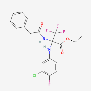 Ethyl 2-(3-chloro-4-fluoroanilino)-3,3,3-trifluoro-2-(2-phenylacetamido)propionate