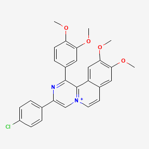 molecular formula C28H24ClN2O4+ B15002408 3-(4-Chlorophenyl)-1-(3,4-dimethoxyphenyl)-9,10-dimethoxypyrazino[2,1-a]isoquinolin-5-ium 