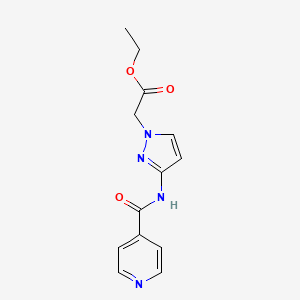 1H-Pyrazole-1-acetic acid, 3-[(4-pyridinylcarbonyl)amino]-, ethyl ester