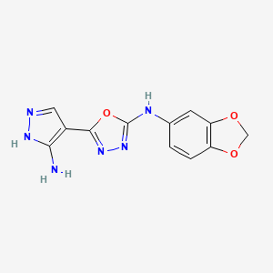 molecular formula C12H10N6O3 B15002476 5-(5-amino-1H-pyrazol-4-yl)-N-(1,3-benzodioxol-5-yl)-1,3,4-oxadiazol-2-amine 